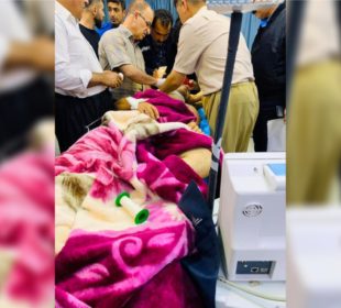 وێنه‌ى پۆلیسه‌ برینداركراوه‌كه‌ له‌ نه‌خۆشخانه‌ى فریاكه‌وتنى هه‌ڵه‌بجه‌ | فۆتۆ: عه‌لى حه‌مه‌سه‌عید