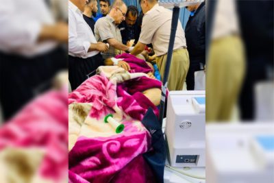 وێنه‌ى پۆلیسه‌ برینداركراوه‌كه‌ له‌ نه‌خۆشخانه‌ى فریاكه‌وتنى هه‌ڵه‌بجه‌ | فۆتۆ: عه‌لى حه‌مه‌سه‌عید
