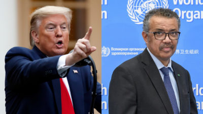 سه‌رۆكى رێكخراوى ته‌ندروستى جیهانى و سه‌رۆكى ئه‌مریكا | فۆتۆ: Alex Brandon/AP; Fabrice Coffrini/AFP via Getty Images