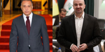 بافڵ تاڵه‌بانى، هاوسه‌رۆكى یه‌كێتیی نیشتمانیى كوردستان و مسته‌فا كازمى، سه‌رۆكوه‌زیرانى عێراق | فۆتۆ: SNN