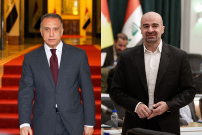 بافڵ تاڵه‌بانى، هاوسه‌رۆكى یه‌كێتیی نیشتمانیى كوردستان و مسته‌فا كازمى، سه‌رۆكوه‌زیرانى عێراق | فۆتۆ: SNN