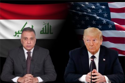 دۆناڵد تره‌مپ، سه‌رۆكى ئه‌مریكا و مسته‌فا كازمى، سه‌رۆكوه‌زیرانى عێراق | فۆتۆ: SNN