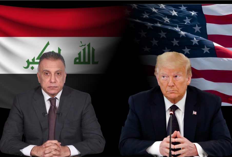 دۆناڵد تره‌مپ، سه‌رۆكى ئه‌مریكا و مسته‌فا كازمى، سه‌رۆكوه‌زیرانى عێراق | فۆتۆ: SNN