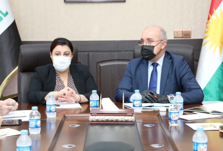 بێگەرد تاڵەبانی، وەزیری كشتوكاڵ و سەرچاوەكانی ئاو و كەمال محەمەد، وەزیری كارەبا | فۆتۆ: وه‌زاره‌تى كشتوكاڵ