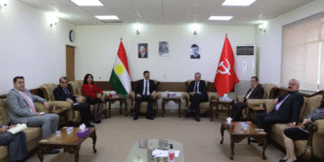 كۆبوونهوهى وهفدى یهكێتيى نیشتمانيى كوردستان و حزبى شیوعى له ههولێر | فۆتۆ: SNN