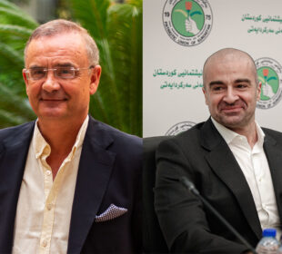 بافڵ تاڵەبانی، ھاوسەرۆکی یەکێتیی نیشتمانیی کوردستان و خوان خۆسێ ئیسکۆبار، باڵوێزی ئیسپانیا لە عێراق | فۆتۆ: SNN
