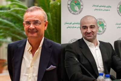 بافڵ تاڵەبانی، ھاوسەرۆکی یەکێتیی نیشتمانیی کوردستان و خوان خۆسێ ئیسکۆبار، باڵوێزی ئیسپانیا لە عێراق | فۆتۆ: SNN