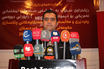 كۆنگره‌ى رۆژنامه‌وانى فه‌رمان ڕه‌شاد، سه‌رۆكی رێكخراوی ستۆپ | فۆتۆ: SNN