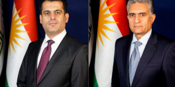 ڕێبهر ئهحمهد، وهزیرى ناوخۆى حكومهتى ههرێم و سامان بهرزنجى، وهزیرى تهندروستيى حكومهتى ههرێم | فۆتۆ: SNN