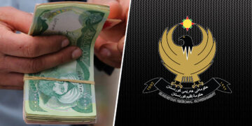 لۆگۆى حكومهتى ههرێمى كوردستان و دراوى 10 ههزار دینارى عێراق | فۆتۆ: SNN