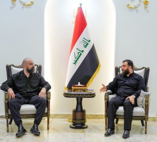 كۆبوونهوهى سهرۆكى یهكێتى لهگهڵ ئەمینداری گشتیی بزووتنەوەی بابلیون | فۆتۆ: SNN