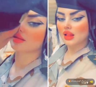 بهشێك لهو گرته ڤیدیۆیهى كه كوڕ و كچێكى عێراقى تێیدا بهجلى سهربازیهوه یهكترى ماچ دهكهن | فۆتۆ: تۆڕه كۆمهڵایهتیهكان
